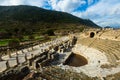 Partially reconstructed Odeon and columns of State Agora in Ephesus, Turkey