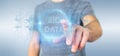 Particles big data title holding by a man Royalty Free Stock Photo