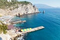 View of Parus (Sail) Rock and beach, Crimea Royalty Free Stock Photo