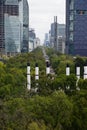 View of Paseo de la Reforma from Bosque de Chapultepec park, Mexico City - vertical