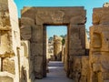 A view through a passageway in the temple complex at Karnak near Luxor, Egypt Royalty Free Stock Photo