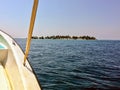 The view from a passenger travelling on a small boat to the the small tropical laughing bird caye Royalty Free Stock Photo