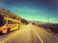 School bus road trip adventure Okanagan valley Canada Royalty Free Stock Photo