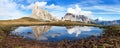 View from passo Giau, mountain lake, Dolomites mountains