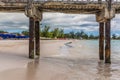 A view past a high-level jetty on Carlisle beach in Bridgetown, Barbados