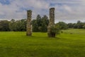 A view past medieval wall ruins in Abington Park, Northampton, UK