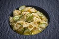 Pasta with zucchini in a plate