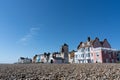 View of buildings facing the beach in Aldeburgh, Suffolk. UK