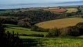 View of patchwork fields in an open Cornish landscape