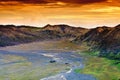 View of path and desert of Mount Bromo Volcano, East Java Royalty Free Stock Photo