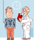 The view of patient and doctor is holding a X-ray picture Royalty Free Stock Photo