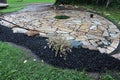 View of a patio area being landscaped and created Royalty Free Stock Photo