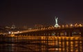 View of Paton bridge from the Left bank of Dnieper. Kiev, Ukraine Royalty Free Stock Photo