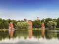 View of the pavilions of Admiralty on the bank of the Big pond, Tsarskoye Selo, St. Petersburg,