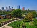 View of the Peabody Park/ Riverfront Park from Junction bridge. Royalty Free Stock Photo