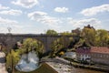 View of the Peace Bridge German: FriedensbrÃÂ¼cke. Bautzen. Saxony. Germany