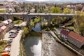 View of the Peace Bridge German: FriedensbrÃÂ¼cke. Bautzen. Saxony. Germany