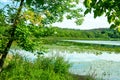 View of the peaceful Rockland Lake in New York State`s historic Rockland Lake State Park