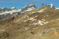View from the peak of Gornergrat over Zermatt in the Swiss alps Royalty Free Stock Photo
