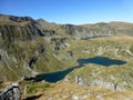 View from the peak of Haramiata on the Lake Bliznaka in Rila Mountains