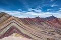 View of the peak of Rainbow Mountain near Cusco, Peru.