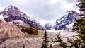 Peaks in the Rocky Mountains at the Plain of Six Glaciers at Lake Louise, Banff National Park Royalty Free Stock Photo