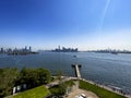 View from the pedestal of the Statue of Liberty of the New York City skyline, showing the skyscrapers. Royalty Free Stock Photo