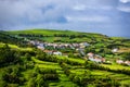 View of Pedreira village at northeast coast of Sao Miguel island, Azores, Portugal. View of Pedreira village and Pico do Royalty Free Stock Photo