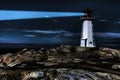 Peggys Cove Lighthouse In Nova Scotia At Night