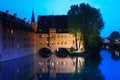 View of the Pegnitz River in Nuremberg at night