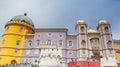 View of The walkway to the entrance of the Pena Palace, Pedro de Penaferrim, Sintra, Portugal, an UNESCO World Heritage Site Royalty Free Stock Photo