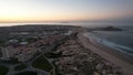 View of Peniche, Portugal featuring an expansive beach bordered by the ocean Royalty Free Stock Photo