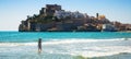 View of Peniscola castle from the beach