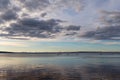 View of Penobscot Bay in Maine with boats moored in the distance