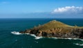 A view from Pentire point to the Rumps a peninsular on the North Cornish coast near Padstow. ItÃ¢â¬â¢s on the coastal path. Royalty Free Stock Photo