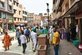 View of people outside of golden temple in Amritsar, India