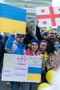 View of people protesting against Russian Ukraine war