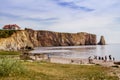 View of Perce Rock at summer sunset Royalty Free Stock Photo