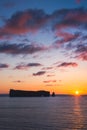 Perce rock at sunrise, Gaspesie, Quebec, Canada Royalty Free Stock Photo