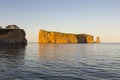 View of a PercÃÂ© village cliff and famous rock seen during a beautiful sunny summer late afternoon