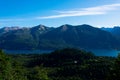 View of Perito Moreno Lake and the mountains taken from Mount Campanario viewpoint Royalty Free Stock Photo