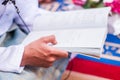 Reading Arabic Writings Royalty Free Stock Photo