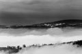 A view of Perugia city Umbria, Italy above a sea of fog