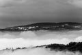 A view of Perugia city Umbria, Italy above a sea of fog