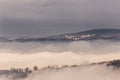 A view of Perugia city Umbria, Italy above a sea of fog