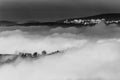 A view of Perugia city Umbria, Italy above a sea of fog