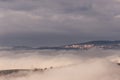 A view of Perugia city Umbria, Italy above a sea of fog