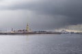 View Of Peter And Paul Fortress And Neva River On A Rainy Day In Spring, St. Petersburg