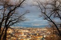 View from Petrin Park on Prague City at  sunset. Czech Republic Royalty Free Stock Photo