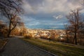 View from Petrin Park on Prague City at  sunset. Czech Republic Royalty Free Stock Photo